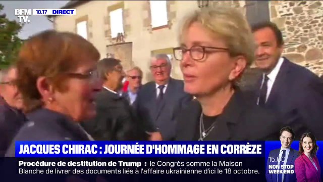 En Corrèze, Claude Chirac salue les habitants venus rendre hommage à son père