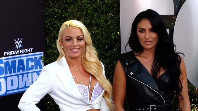 Mandy Rose and Sonya Deville WWE 20th Anniversary Celebration Event Blue Carpet