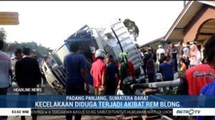 Rem Blong, Truk Tabrak Rumah dan Lima Kendaraan di Padang Panjang