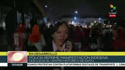 Ecuador: policía reprime manifestación indígena que llega a Quito
