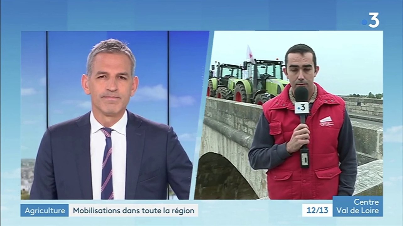 Reportage de France 3 Centre-Val de Loire sur les mobilisations des agriculteurs en région Centre le 8 octobre 2019