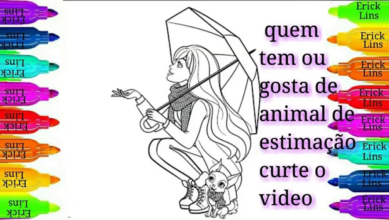 (PINTURAS) PINTANDO E COLORINDO LINDOS DESENHOS DE BARBIE _princess_FASHION COM LINDOS CACHORRINHOS _dog2__poodle__dog_ ( 480 X