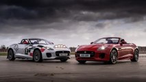 Jaguar F-Type Chequered flag and F-Type Rally car in Kenilworth