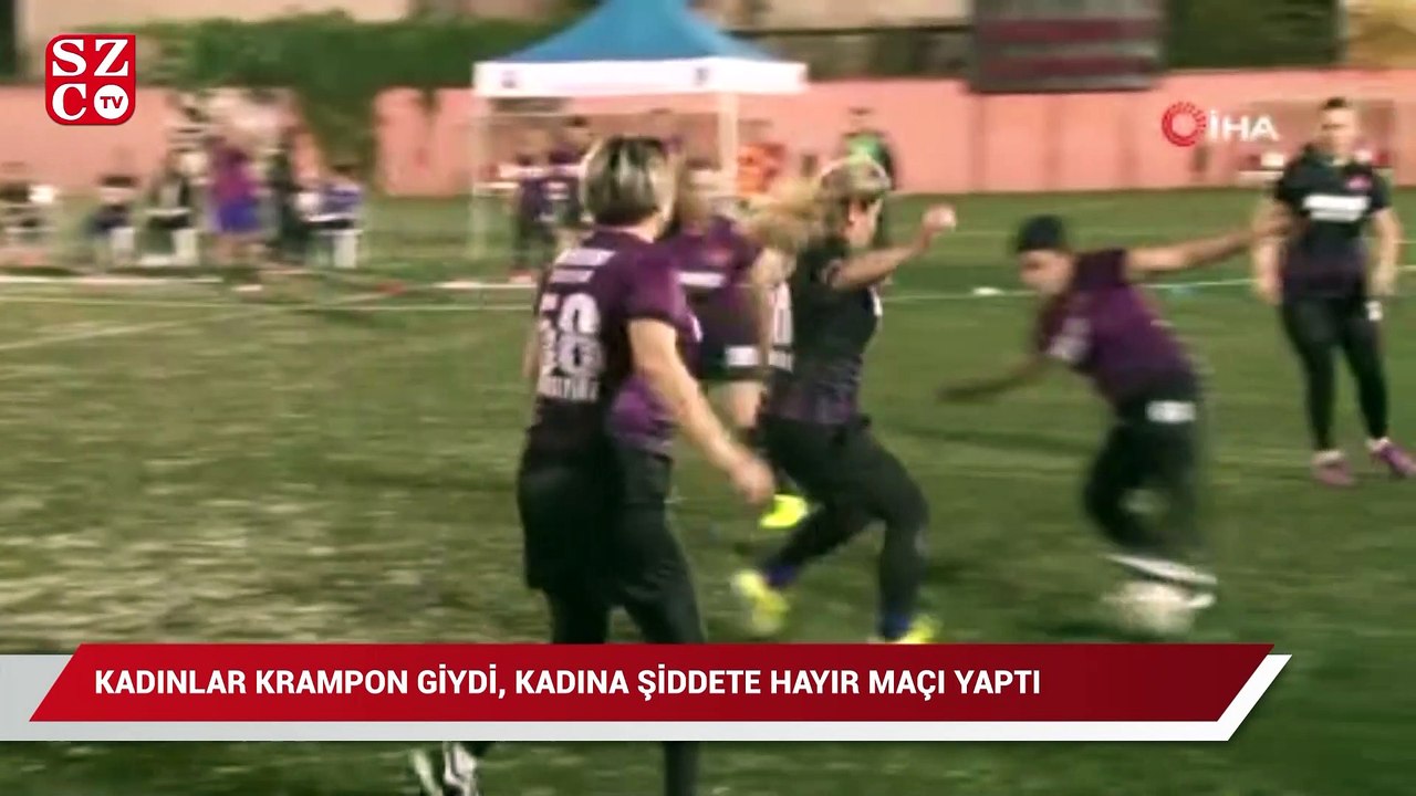 Kadınlar krampon giydi, kadına şiddete hayır maçı yaptı