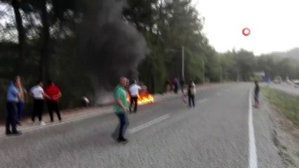 Seyir halindeki ATV cayır cayır yandı