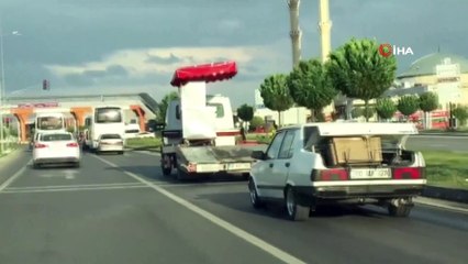 Köfte arabasını otomobile bağlayıp çeken esnaf haber olunca tedbir aldı