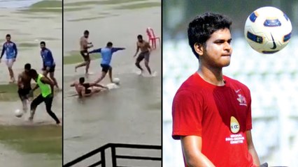 Download Video: #WatchVideo : Shreyas Iyer Playing Football In The Heavy Rain, Players Felt Down ! || Oneindia