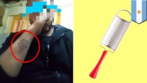 這位老兄也太狠！DIY用刨絲器消除刺青