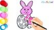 Coloring for Kids, Toddlers! Glitter Easter Egg and Easter Bunny