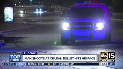 Man shoots at ceiling, bullet hits his face
