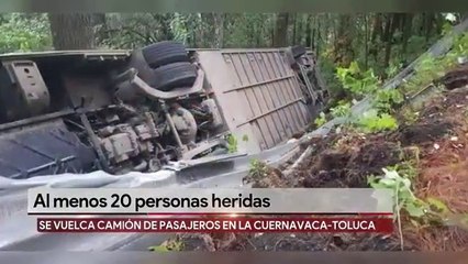 Download Video: Se vuelca camión de pasajeros en la Cuernavaca-Toluca