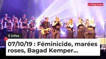 Féminicide, marées roses, Bagad Kemper… Cinq infos bretonnes du 7 octobre