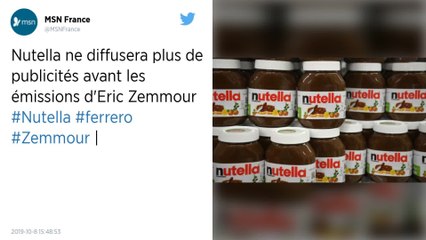 Nutella boycotte Éric Zemmour en supprimant ses publicités avant les émissions du polémiste