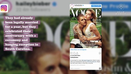 Hailey Bieber finally showed us her wedding dress and her veil is truly next-level