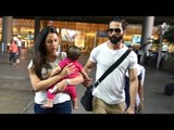 SPOTTED: Shahid Kapoor and Mira Rajput with Baby Misha at the Airport | SpotboyE