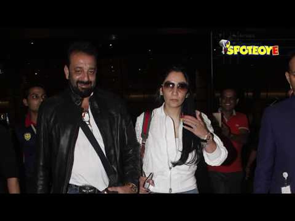SPOTTED: Sanjay Dutt with Maanayata Dutt at the Airport | SpotboyE