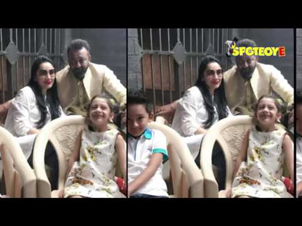 Maanyata Dutt and Kids pay a Surprise Visit to Sanjay Dutt on the Sets of Bhoomi | Bollywood News