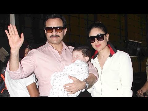 SPOTTED: Saif Ali Khan and Kareena Kapoor Khan with Taimur before Leaving for Switzerland | SpotboyE
