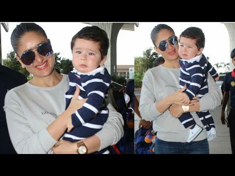 SPOTTED: Kareena Kapoor Khan with Baby Taimur at the Mumbai Airport | SpotboyE