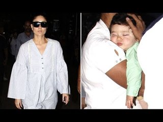 SPOTTED:Kareena Kapoor Returns to Mumbai with Taimur Post Veere Di Wedding Shoot | SpotboyE