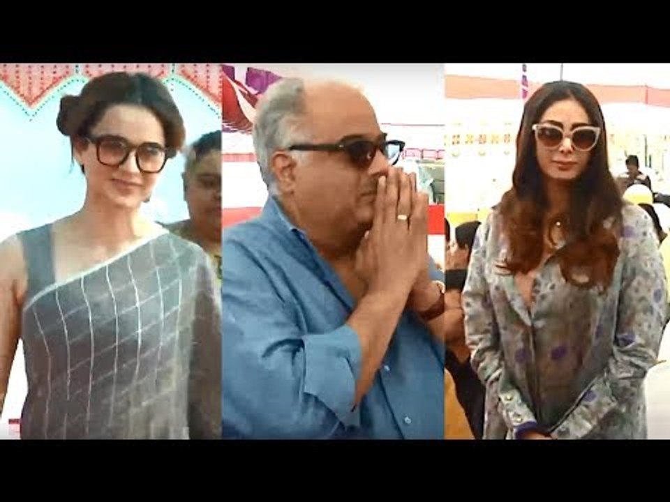 Kangana Ranaut, Sridevi with Boney Kapoor Attend Saraswati Puja at Anurag Basu's House | SpotboyE