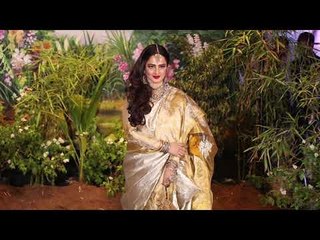 Veteran Actress Rekha looking elegant at Sonam Kapoor & Anand Ahuja's Wedding Reception