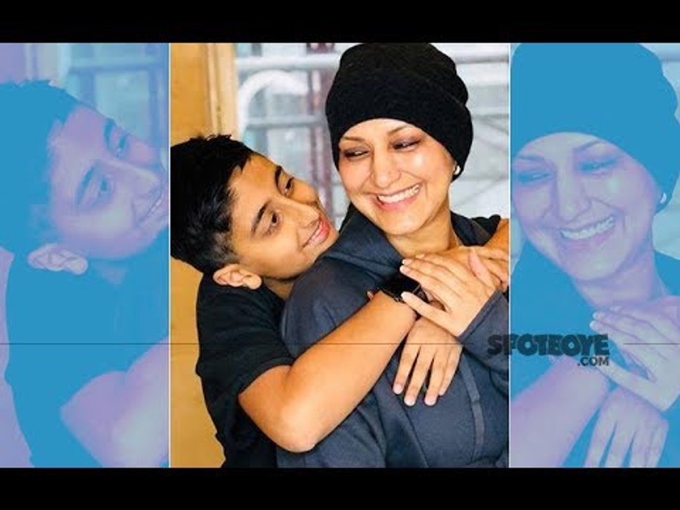 Son Ranveer Hugs Ailing Mom Sonali Bendre At Sloan Kettering Cancer Centre | SpotboyE