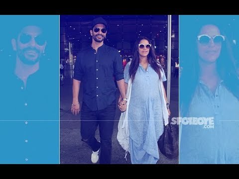 Pregnant Neha Dhupia Returns To Mumbai With Hubby Angad Bedi; Due Date In November