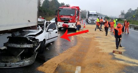 TEM'de 1 tır 1 minibüs ve 10 otomobil birbirine girdi: 3 yaralı