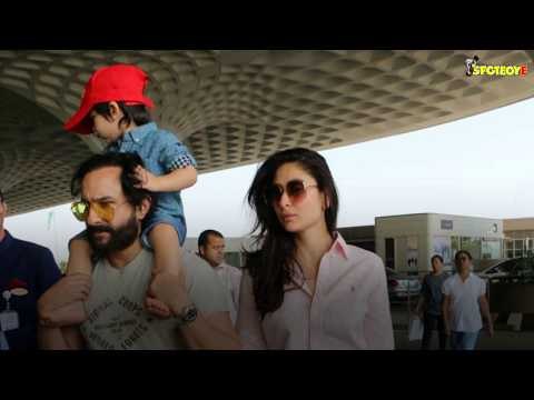 TAIMUR ALI KHAN SPOTTED at the AIRPORT with KAREENA KAPOOR KHAN AND SAIF ALI KHAN