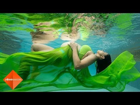 9 Months Pregnant Sameera Reddy Shares Underwater Maternity Photoshoot | SpotboyE