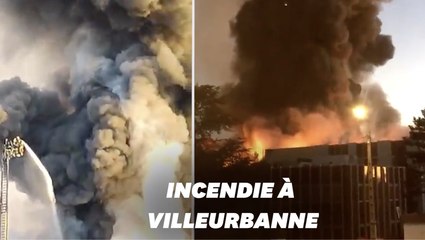 Les images de l'incendie d'un entrepôt à Villeurbanne