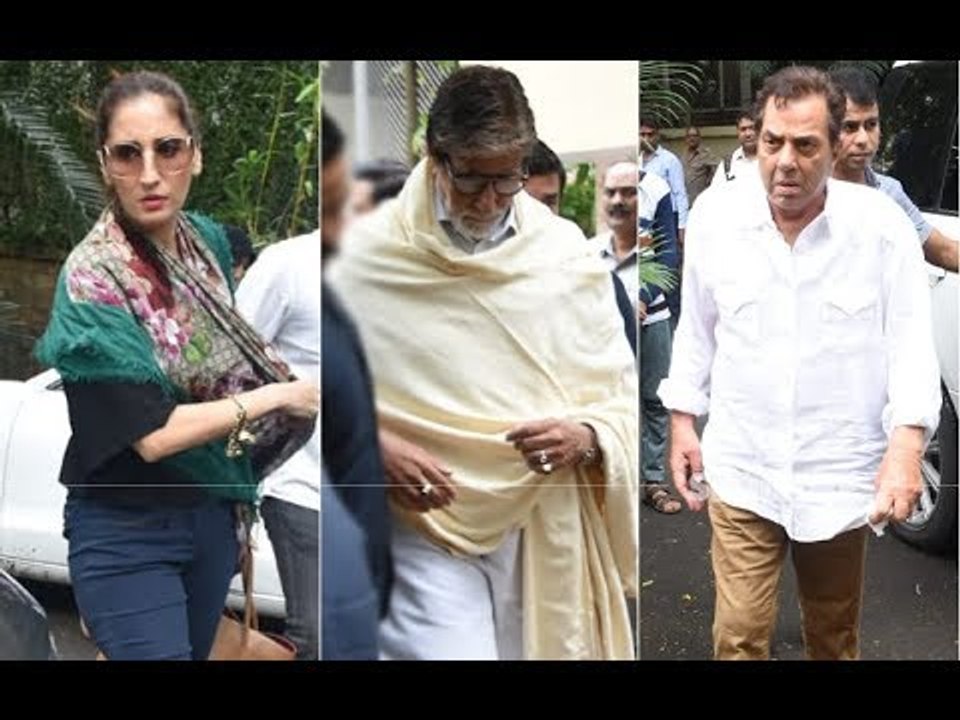 UNCUT- Amitabh Bachchan, Sussane Khan, Abhishek at Hrithik Roshan's Grandfather J Om Prakash Funeral