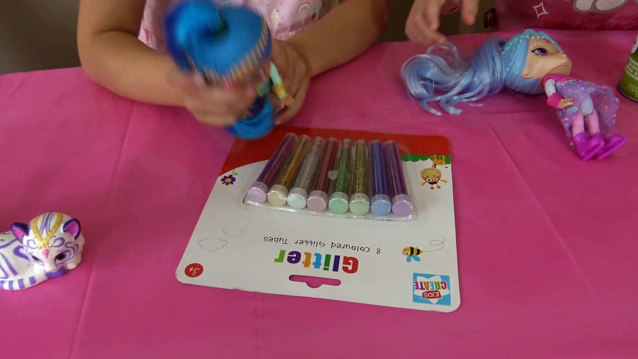 Shimmer e Shine - Diversão com  Spray  de Barbear  Corantes e Gritter Colorido - Desenhando Cores