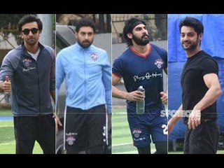 UNCUT- Ranbir Kapoor, Abhishek Bachchan, Ahan Shetty and Others Spotted Playing Football | SpotboyE