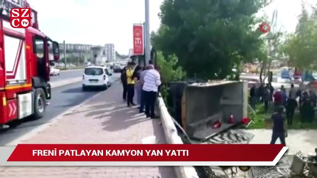 Kayseri’de freni patlayan kamyon yan yattı, çok sayıda yaralı var