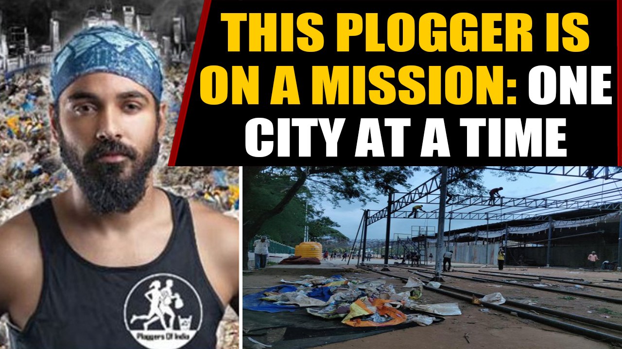 Plogger cleans puja pandals, sends out meaningful message | OneIndia News