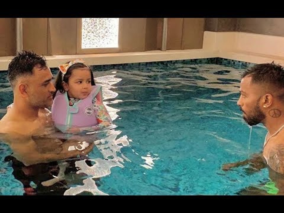 Ziva Singh Dhoni Is Having The Best Pool Party With Her Daddy MS Dhoni And Hardik Pandya | SpotboyE