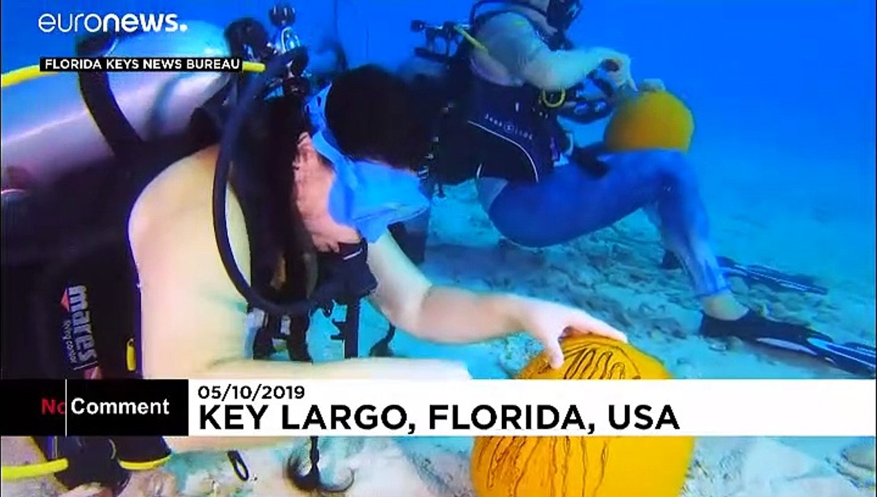 Unterwasser-kürbisschnitzwettbewerb im atlantik