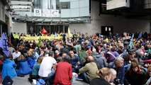 Extinction Rebellion protesters in London demand interview with BBC