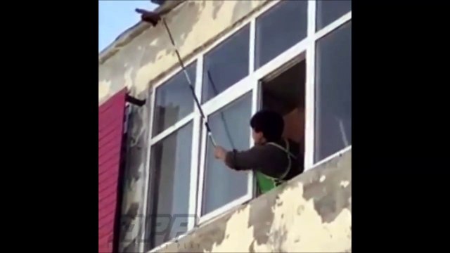 Il veut détruire un nid de guêpes à coup de balai mais ça ne se passe pas comme prévu