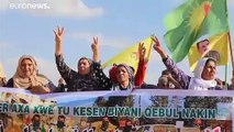 مظاهرات للأكراد احتجاجا على انسحاب القوات الأمريكية من شمال سوريا
