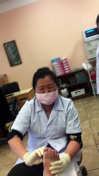 Ticklish Man Laughs Uncontrollably during Pedicure