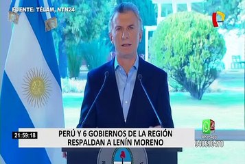 Ecuador: Perú y seis cancillerías de la región respaldan a Lenín Moreno