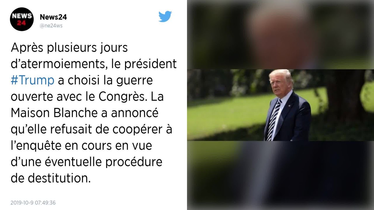 Destitution : Donald Trump refuse de coopérer à l'enquête du Congrès