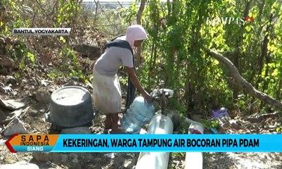 Kekeringan, Warga di Bantul Tampung Air Bocoran Pipa PDAM