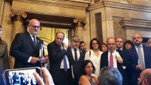 Sentada en el Parlament contra las agresiones a periodistas