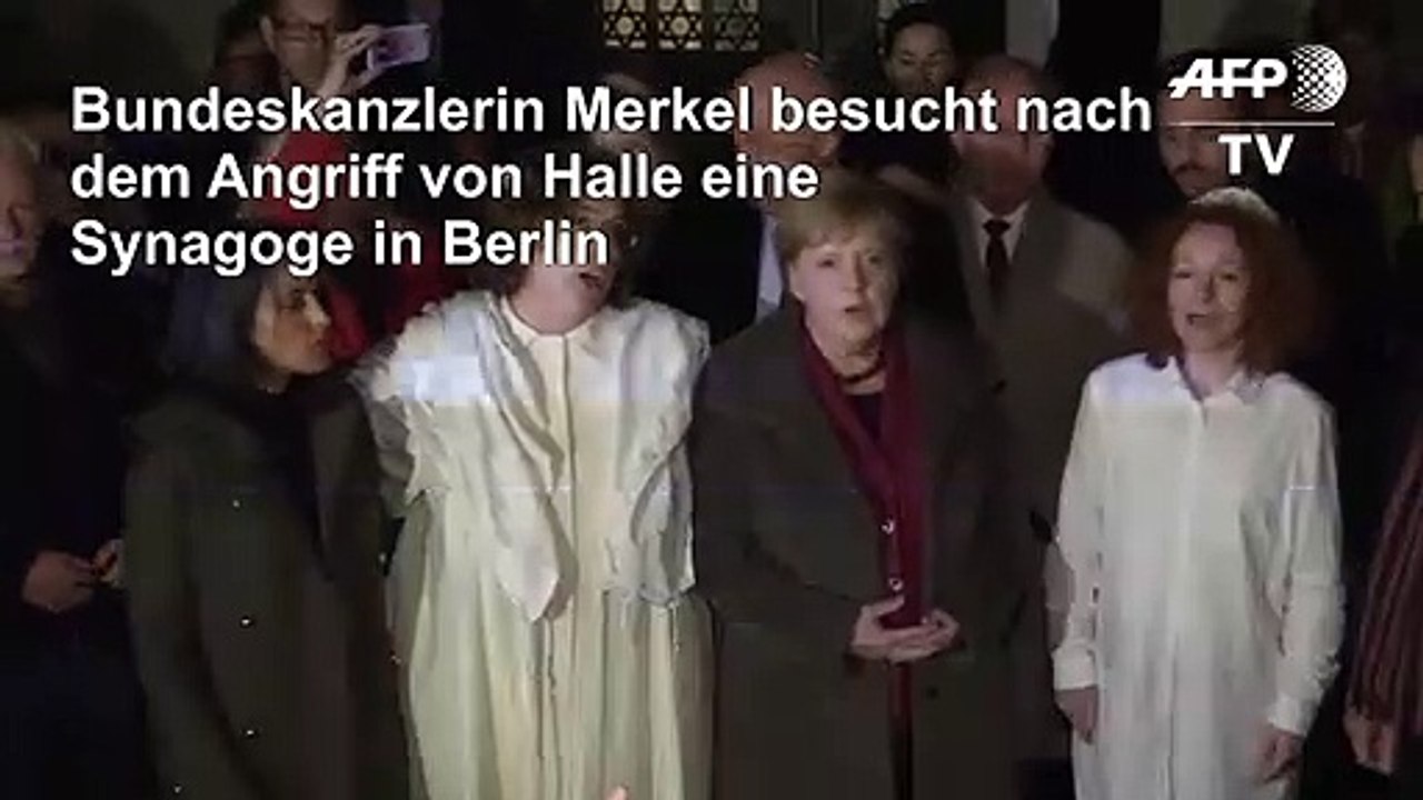 Merkel besucht nach Angriff in Halle Synagoge in Berlin
