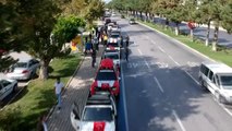 Off-road'culardan Barış Pınarı Harekatı'na destek konvoyu havadan görüntülendi