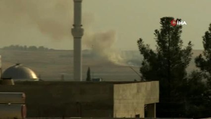 Akçakale'nin karşısında bulunan Telabyad bombardıman altında